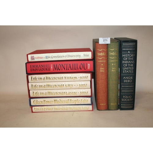 271 - A COLLECTION OF FOLIO SOCIETY BOOKS, 'INDIA, A HISTORY' TWO BOOK SET, 'A HISTORY OF THE INDIANS OF T... 