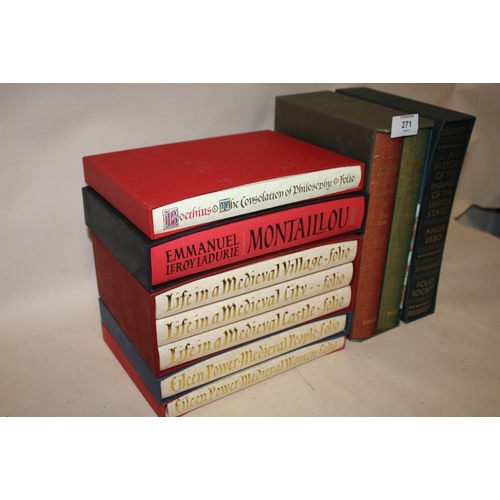 271 - A COLLECTION OF FOLIO SOCIETY BOOKS, 'INDIA, A HISTORY' TWO BOOK SET, 'A HISTORY OF THE INDIANS OF T... 