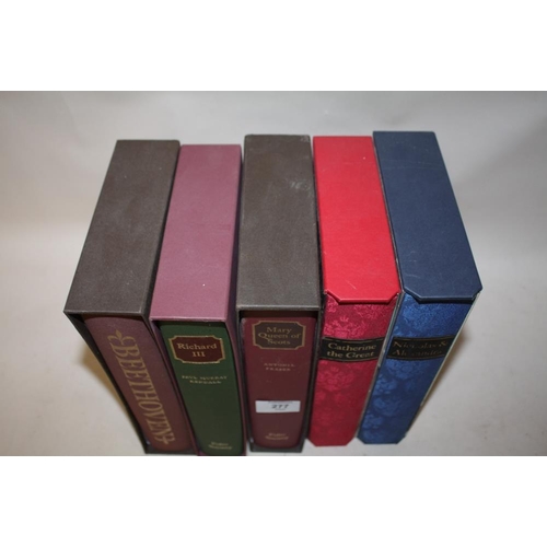 277 - FIVE FOLIO SOCIETY BOOKS, 'CATHERINE THE GREAT', 'NICHOLAS AND ALEXANDRA', ' BEETHOVEN' ETC.