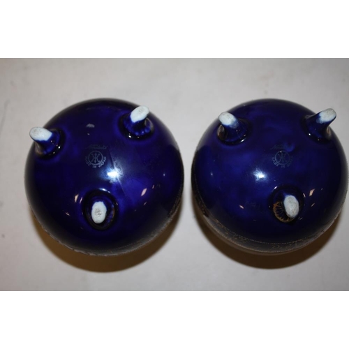 287 - A PAIR OF NORITAKE TWIN HANDLED HAND PAINTED VASES TOGETHER WITH AN ANTIQUE TEA POT