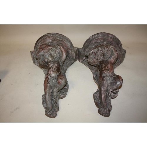 289 - TWO PAIR OF VINTAGE CORBELS TO INCLUDE CHERUBIC EXAMPLES