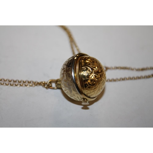 357 - A JAQUET-DROZ INCABLOC YELLOW METAL SWIVEL PENDANT WATCH ON CHAIN STAMPED 9K