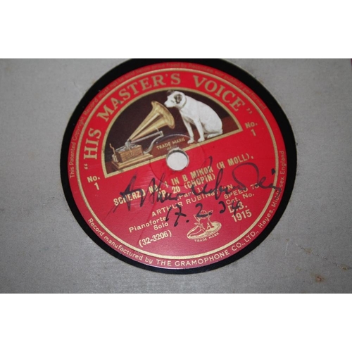 367 - A SIGNED ARTHUR RUBINSTEIN 78 RPM RECORD DATED 17TH FEBRUARY '34