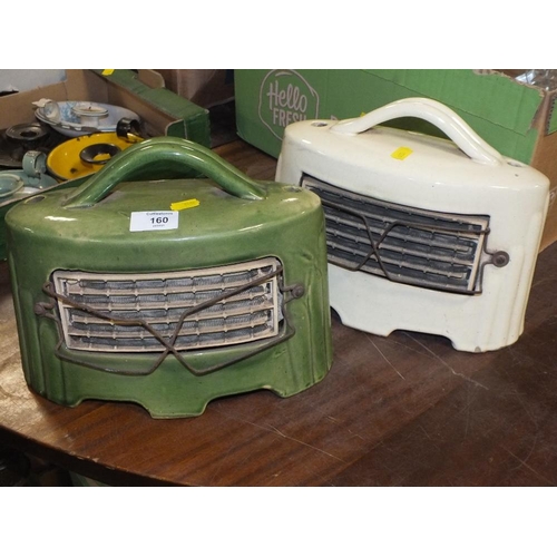 160 - TWO VINTAGE STONEWARE PORTABLE HEATERS