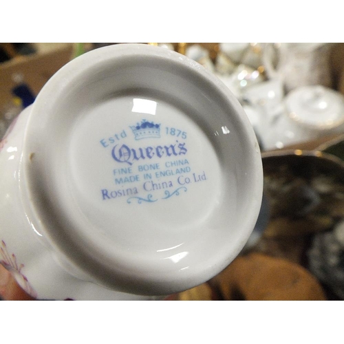 168 - A BOX OF ASSORTED CHINA TO INCLUDE QUEENS CHINA