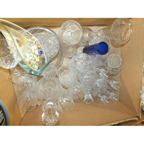 169 - TWO TRAYS OF ASSORTED GLASSWARE TO INCLUDE BOHEMIA CRYSTAL