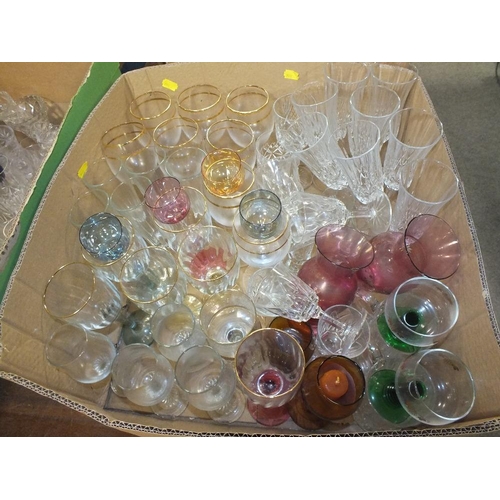 169 - TWO TRAYS OF ASSORTED GLASSWARE TO INCLUDE BOHEMIA CRYSTAL