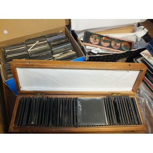 182 - THREE BOXES OF GLASS MAGIC LANTERN SLIDES