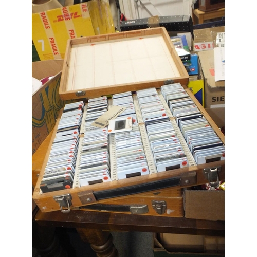 184 - THREE BOXES OF 35MM SLIDES TOGETHER WITH A QUANTITY OF TRAIN POSTCARDS