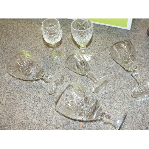 199 - TWO TRAYS OF CUT GLASS DRINKING GLASSES TO INCLUDE TUTBURY CRYSTAL EXAMPLES