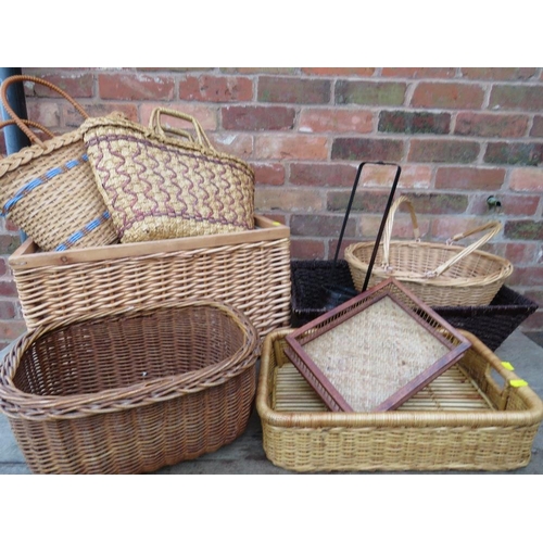 206 - A COLLECTION OF WICKER BASKETS