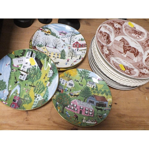 214 - A COLLECTION OF CABINET PLATES TO INCLUDE ROYAL CAULDON, VILLEROY AND BOCH ETC.