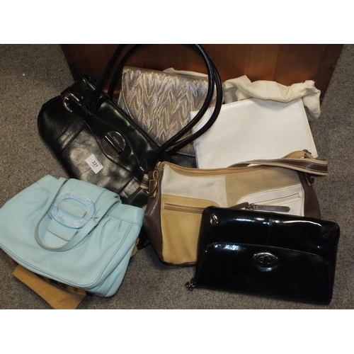 221 - A COLLECTION OF LADIES HANDBAGS TO INCLUDE TULA AND FIORELLI EXAMPLES