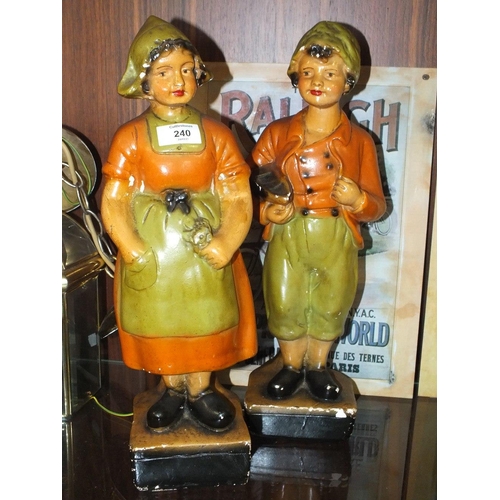 240 - A PAIR OF 1920'S STYLE DUTCH TYPE CHALK FIGURES