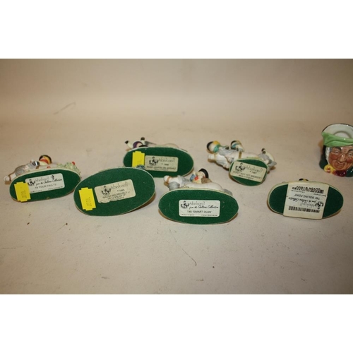 390 - A COLLECTION OF CHILTERN COLLECTION THELWELL PONY FIGURES TOGETHER WITH A SMALL SAIRY GAMP CHARACTER... 