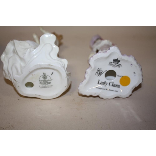 391 - A COLLECTION OF LADY FIGURES COMPRISING OF ROYAL DOULTON 'HELEN' HN3601, 'THANK YOU' HN3390, COALPOR... 