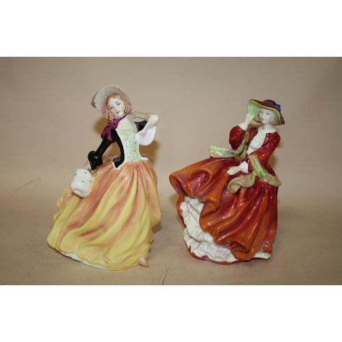 393 - TWO ROYAL DOULTON FIGURES 'AUTUMN BREEZES' HN2131 AND 'TOP O THE HILL' HN1834