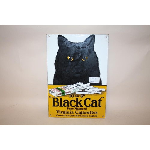 399 - A REPRODUCTION ENAMEL ADVERTISING SIGN FOR BLACK CATS CIGARETTES
