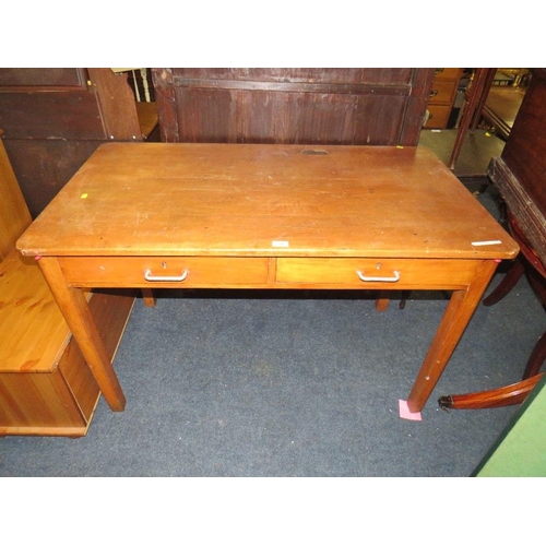 709 - A VINTAGE STYLE TWO DRAWER SCHOOL TYPE DESK H-76 W-122 CM