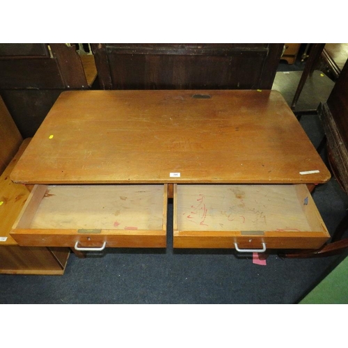 709 - A VINTAGE STYLE TWO DRAWER SCHOOL TYPE DESK H-76 W-122 CM
