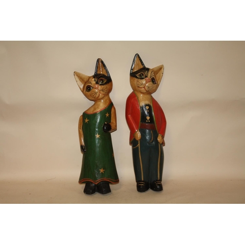 177 - TWO MODERN FLATBACK WOODEN CATS, TALLEST APPROX H 50 CM