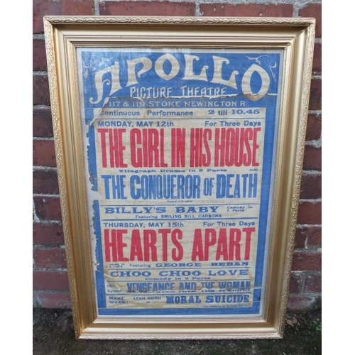 1 - A EARLY 20TH CENTURY CINEMA VITAGRAPH POSTER FOR THE APOLLO PICTURE THEATRE STOKE NEWINGTON, printed... 