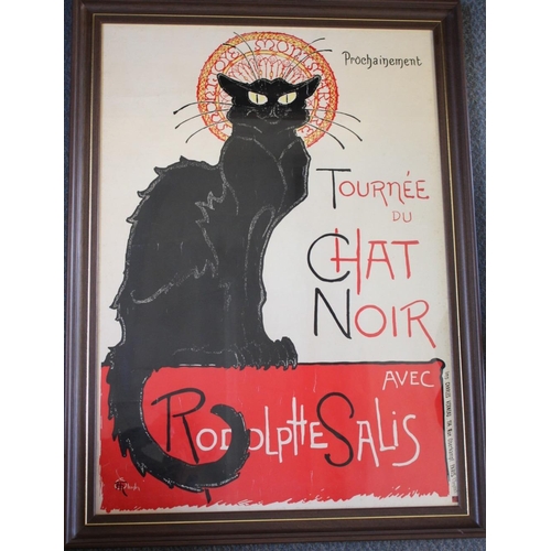 2 - A VINTAGE FRENCH POSTER 'TOURNEE DU CHAT NOIR AVEC RODOLPHE SALIS', indistinctly signed in plate low... 