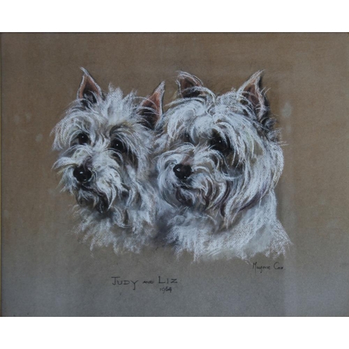 24 - MARJORIE COX (1915-2003). 'Judy and Liz', signed lower right and dated 1964, pastel, framed and glaz... 