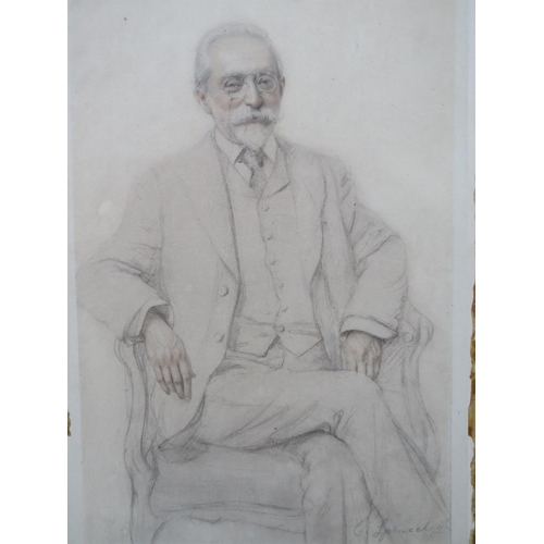 32 - C. SPENCELAYH (XX). Study of a seated gentleman with beard and moustache, signed lower right, pencil... 