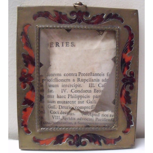 48 - A 19TH CENTURY PORTRAIT MINIATURE BOULE WORK FRAME, frame W 2 cm, framed rebate 8.5 x 6.5 cm