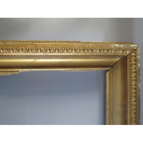 50 - A 19TH CENTURY GOLD FRAME WITH EGG AND DART DESIGN TO OUTER EDGE, frame W 10 cm, frame rebate 102 x ... 