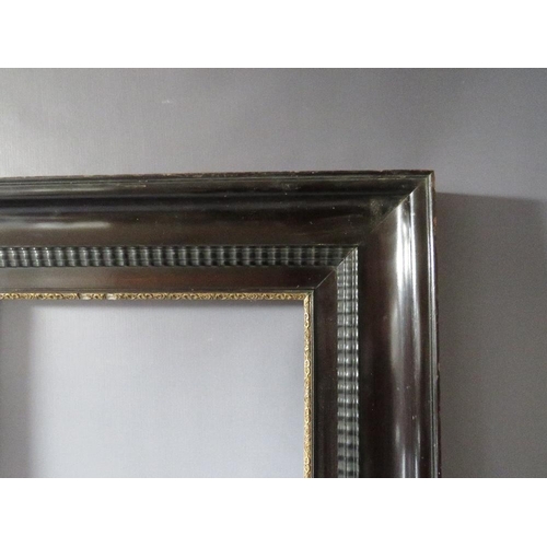 58 - A 19TH CENTURY EBONISED DUTCH FRAME, frame W 12 cm, frame rebate 53 x 39 cm