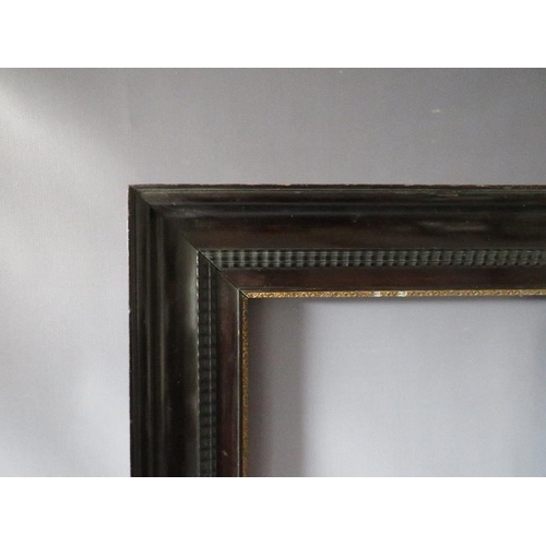 58 - A 19TH CENTURY EBONISED DUTCH FRAME, frame W 12 cm, frame rebate 53 x 39 cm