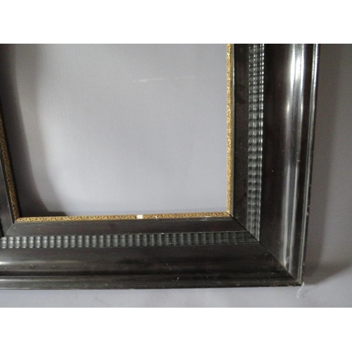 58 - A 19TH CENTURY EBONISED DUTCH FRAME, frame W 12 cm, frame rebate 53 x 39 cm