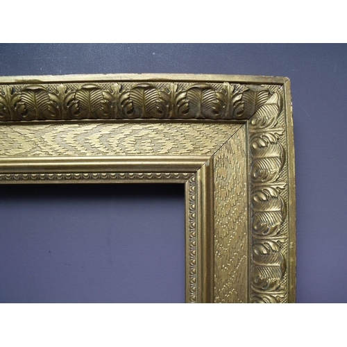 61 - A 19TH CENTURY GOLD WATTS FRAME, frame W 7 cm, frame rebate 45.5 x 22 cm