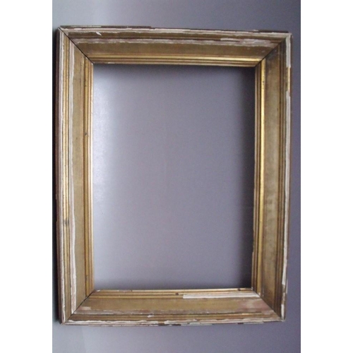 68 - AN 18TH CENTURY GOLD FRAME A/F, frame W 5.5 cm, frame rebate 38 x 32 cm, together with two 19th cent... 