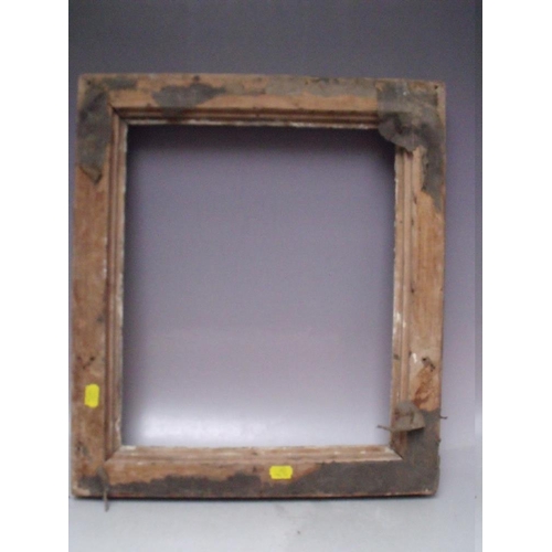 68 - AN 18TH CENTURY GOLD FRAME A/F, frame W 5.5 cm, frame rebate 38 x 32 cm, together with two 19th cent... 