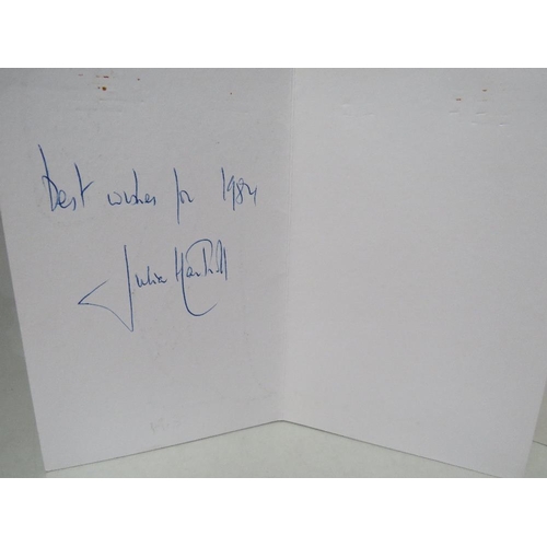 30 - JULIAN HARTNOLL. Two Christmas cards signed by Hartnoll and dated 1987 and 1984, one lithograph the ... 