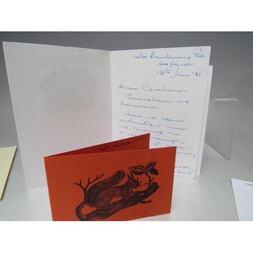 30 - JULIAN HARTNOLL. Two Christmas cards signed by Hartnoll and dated 1987 and 1984, one lithograph the ... 