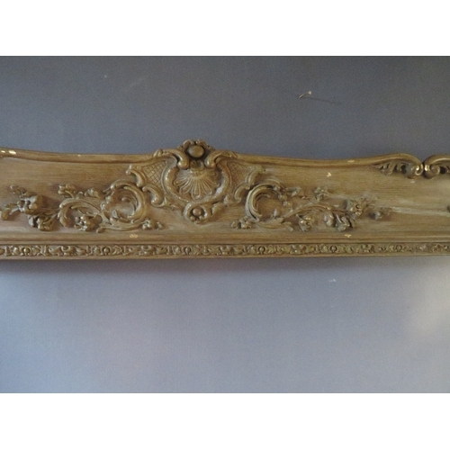 47 - A 19TH CENTURY GOLD SWEPT FRAME, frame W 13 cm, rebate 105 x 76 cm