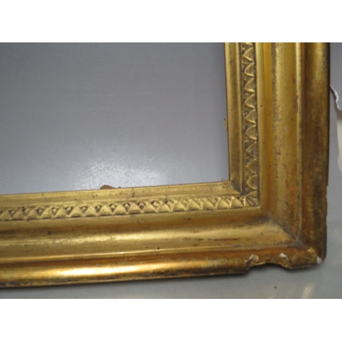 60 - A PAIR OF 18TH CENTURY GOLD FRAMED WITH DESIGN TO INNER EDGE AND INTEGRAL SLIP, frame W 5.5 cm, slip... 