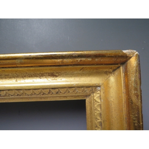 60 - A PAIR OF 18TH CENTURY GOLD FRAMED WITH DESIGN TO INNER EDGE AND INTEGRAL SLIP, frame W 5.5 cm, slip... 