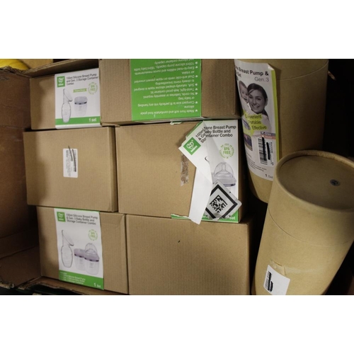 145 - SIX BOXES OF BABY EQUIPMENT TO INC BABY BOTTLE SETS, BREAST PUMPS ETC