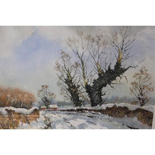 22 - THREE FRAMED AND GLAZED WATERCOLOURS CONSISTING OF 'HEMMINGFORD MILL RIVER OUSE', 'OARE VALLEY' BY S... 