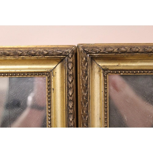 27 - A PAIR OF ANTIQUE GILT FRAMED MIRRORS - OVERALL SIZE H 48.5 BY 29.5 CM