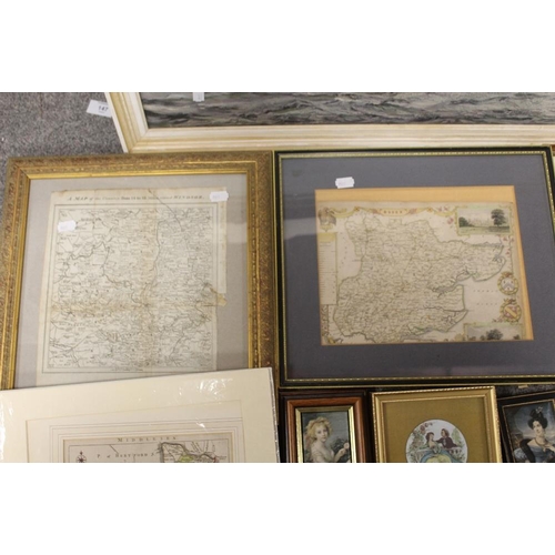 41 - A COLLECTION OF PRINTS AND VINTAGE MAPS ETC.