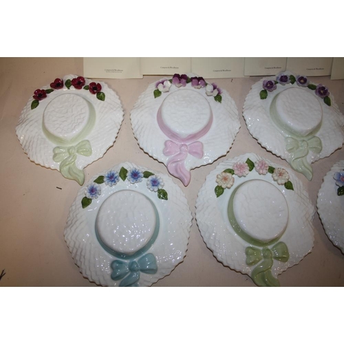 242 - A COLLECTION OF AYNSLEY SUMMER FLOWERS CERAMIC HATS