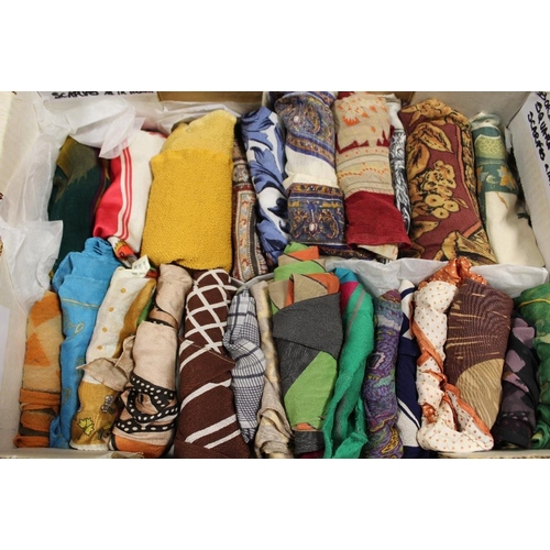 173 - THREE BOXES OF LADIES SILK SCARVES AND HANDKERCHIEFS