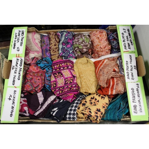 173 - THREE BOXES OF LADIES SILK SCARVES AND HANDKERCHIEFS