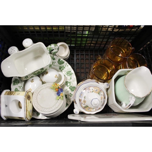 180 - THREE TRAYS OF ASSORTED CERAMICS TO INCLUDE WEDGWOOD CALENDAR PLATES